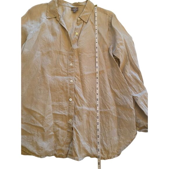 J. Jill Linen Women's Long Sleeve Button Down Shirt Large Khaki Tan - Picture 6 of 7